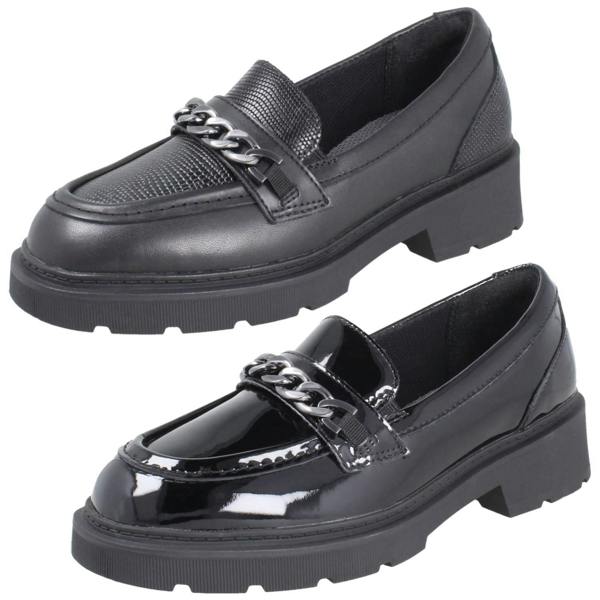 Clarks Girls Clarks Chunky Square Toe Loafer School Shoes Eris Edge