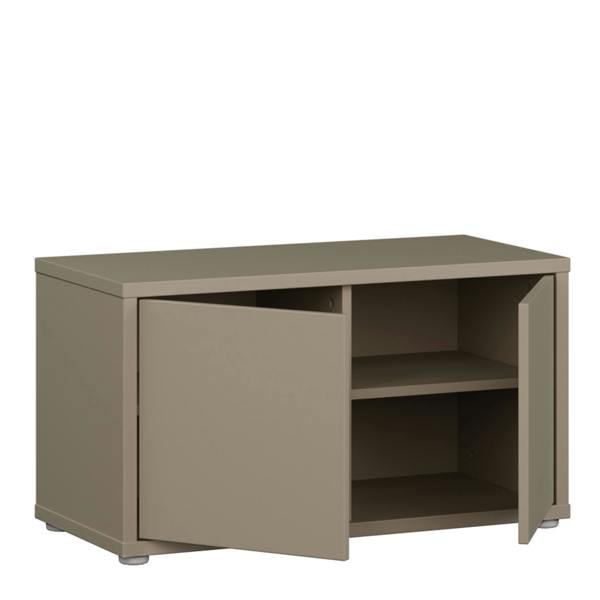 Furniture To Go Alice Springs Bench with 2 Doors Push-to-Open in Taupe