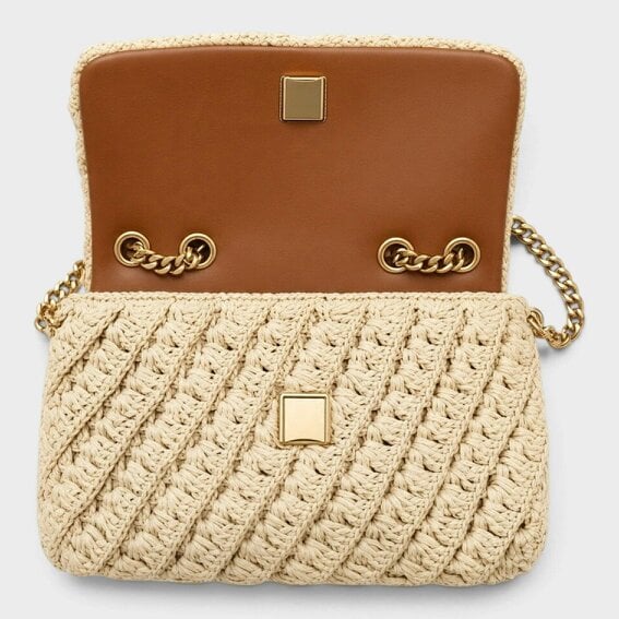 Tory Burch Willa Crochet Small Shoulder Bag Raffia