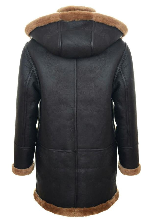 Infinity Leather Mens Winter Sheepskin Hooded Duffle Coat-Helsinki