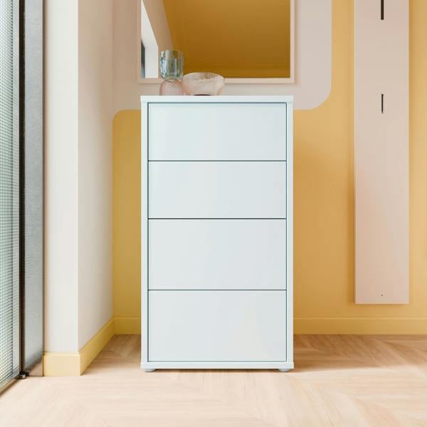 Alice Springs Tall 4 Drawer Chest with Push-to-Open Drawers in Light Grey