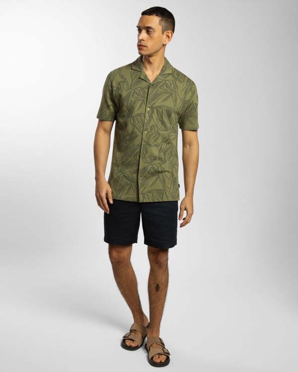 Steel & Jelly Abstract Palm Leaf Jacquard Short Sleeve Shirt