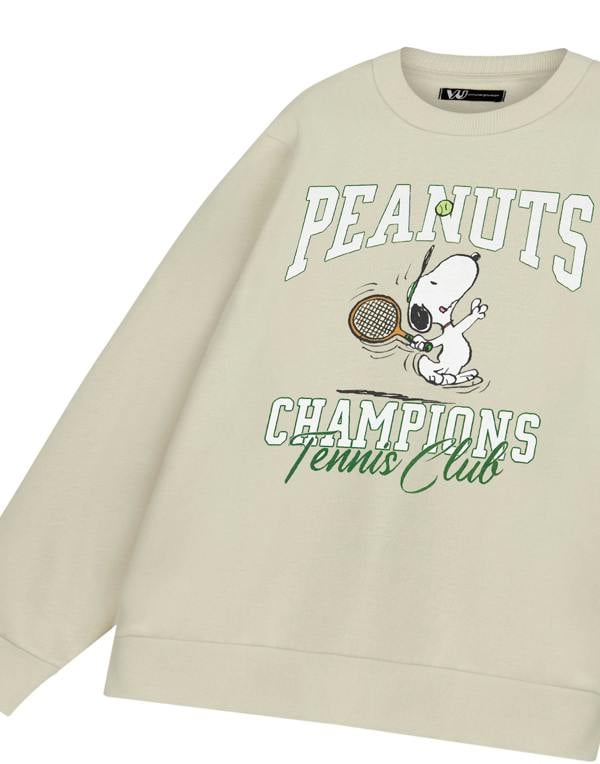 Peanuts Snoopy Unisex Beige Tennis Sweatshirt