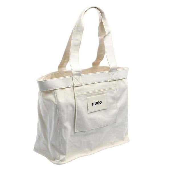 Hugo Womens/Ladies Becky Canvas Tote Bag - White Faded White - 