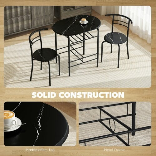 Wyld Haus Tolo Black Compact 3 Piece Dining Table And Chair Set