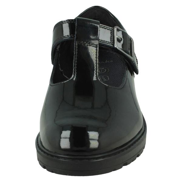 Clarks Girls Clarks Faux Buckle T-Bar School Shoes Loxham Bar Y