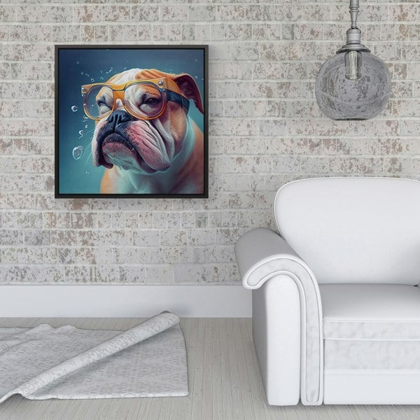 Warren Reed Bulldog Splash Art Framed Canvas