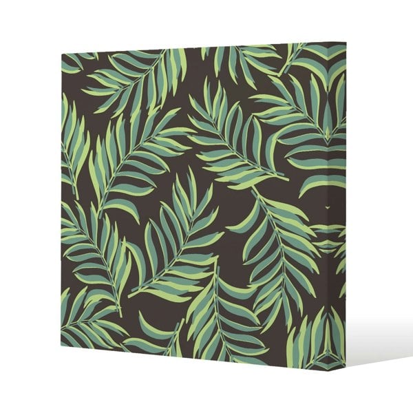 Benjamin Tate Design Green Palm Leaves Slim Style Canvas Print  90x90cm , 15mm Slim Real wood.