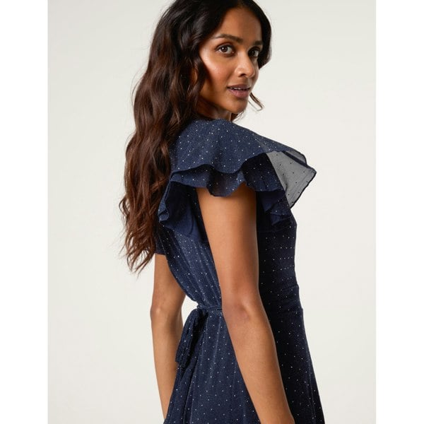 Blue Vanilla Rhinestone Diamante Wrap Dress