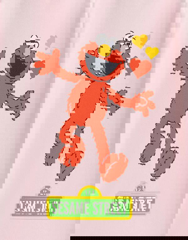 Sesame Street Girls Pink Elmo Hearts Short Sleeved T-Shirt