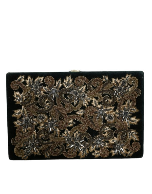 Dolce & Gabbana Floral Embroidered Velvet Clutch