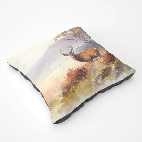 Warren Reed Stag Deer Water Colour Floor Cushion