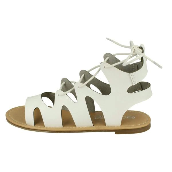 Spot On Ladies Spot On Lace Up Leg Flat Gladiator Sandals