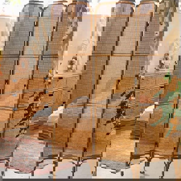 Charlesworth Rattan Room Divider/ Folding Screen, Oak-Weilai Concept-Weilai Concept