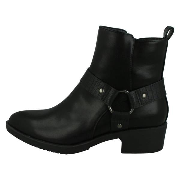 Spot On Ladies Spot On Low Ankle Boots with Ring Trim Strap F51240