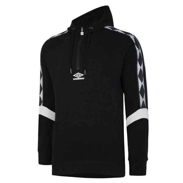 Umbro Mens Diamond Half Zip Hoodie - Black/Lunar Rock - 