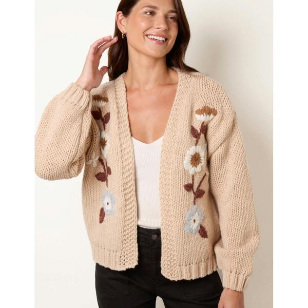 Blue Vanilla Cardigan With Floral Embroidery