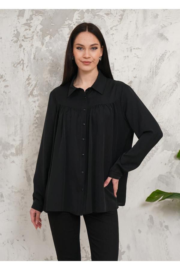 Hoxton Gal Relaxed Fit Long Sleeves Shirt in Black