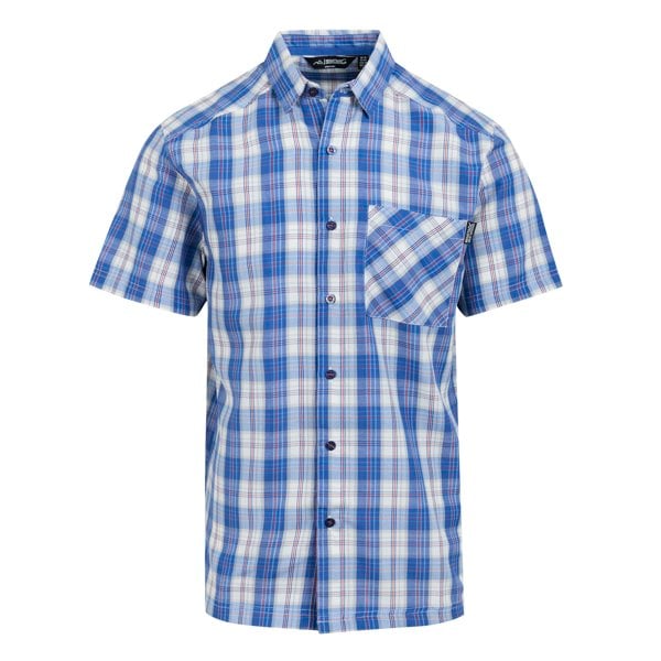 Regatta Mens Mindano IX Checked Short-Sleeved Shirt - White/Olympian Blue