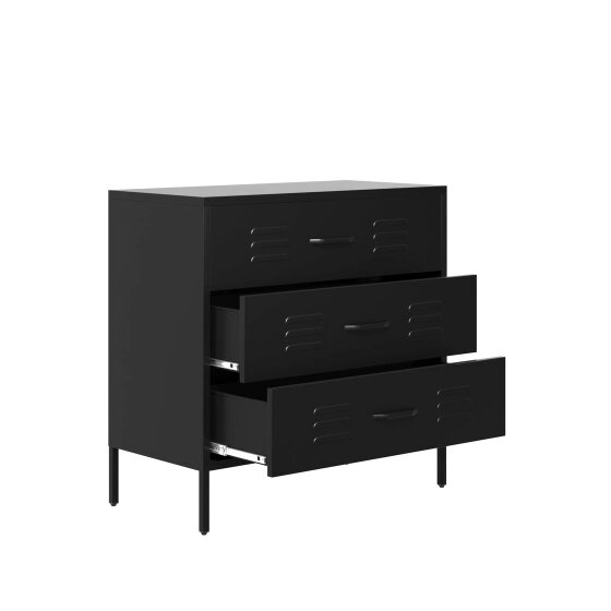 Wyld Haus Flamingo Black Metal Storage Chest 3 Drawers