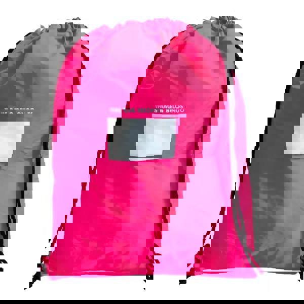 Neon pink HydroKidz drawstring swim bag with logo, 5cm depth