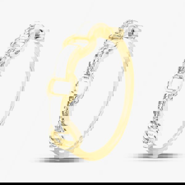 T. H. Baker 9ct Yellow Gold 0.06ct Brilliant Cut Diamond Link Shaped Ring THR41642-06 L