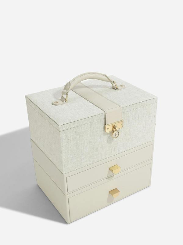 Luxury Classic Jewellery Box - Oatmeal & Linen - 76391