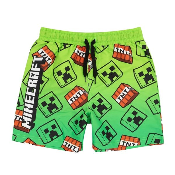 Minecraft Boys Creeper Swim Shorts - Green/Black