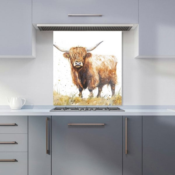 Warren Reed - Designer Watercolour Highland Cow Kitchen Splashback