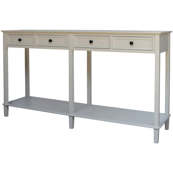 Wyld Haus Rochemaure White 4 Drawer Console Bottom Shelf