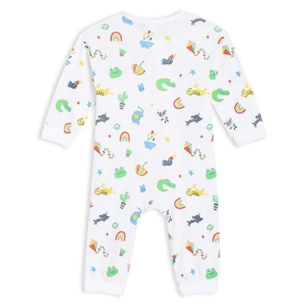 Mini Cuddles Baby Boys All-Over Animal & Rainbow Printed Romper, Multicolour