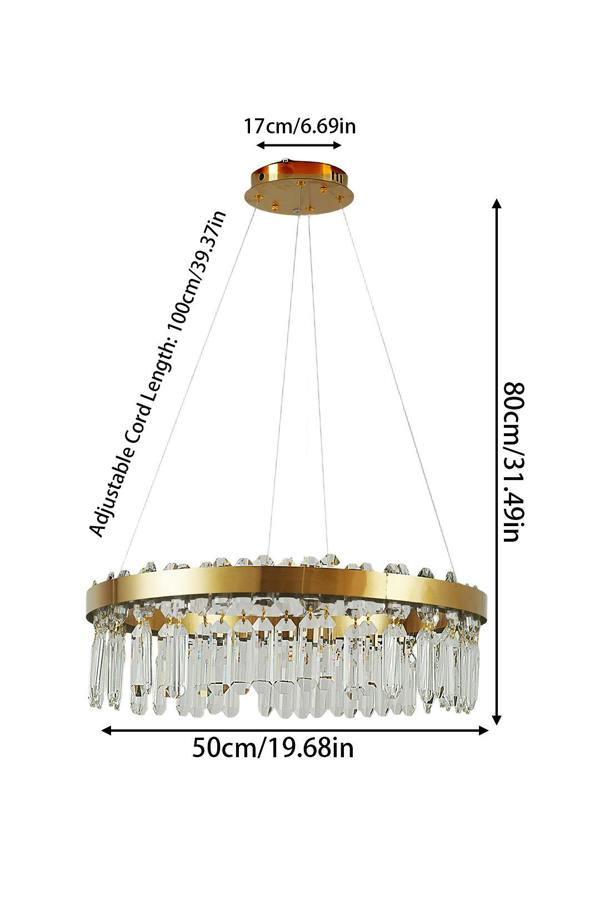 Living and Home Luxurious Crystal Pendant Light Chandelier with Remote Control