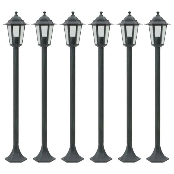 Berkfield Garden Post Lights 6 pcs E27 110 cm Aluminium Dark Green