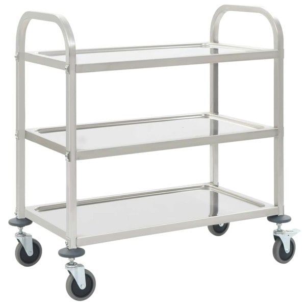 Berkfield 3-Tier Kitchen Trolley 95x45x83.5 cm Stainless Steel