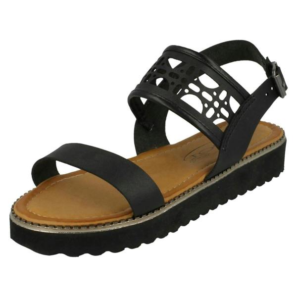 Spot On Girls Spot On Cut Out Ankle Strap Low Mules