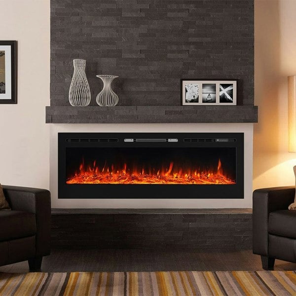 60 Inch Black Wall Mounted Fireplace with Changeable Mirror Effect Wall Mounted Fires Living and Home 60 inch