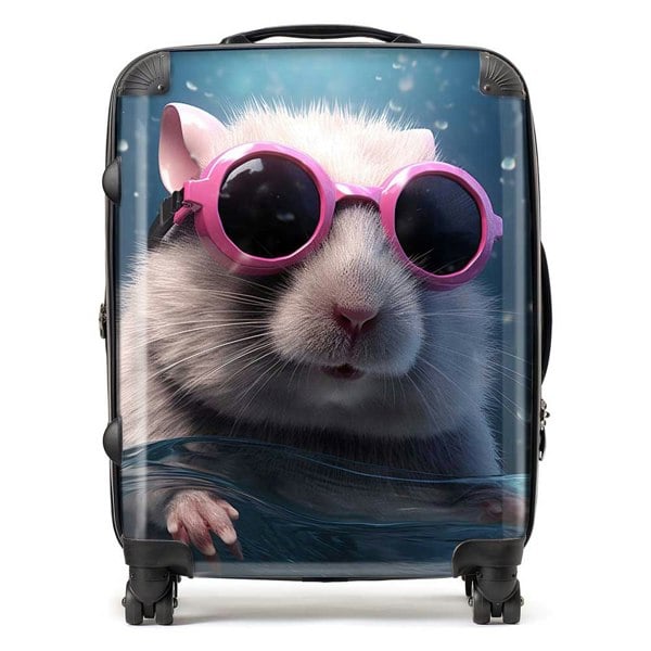 Warren Reed Splashart DoorMouse with Pink Glasses Suitcase