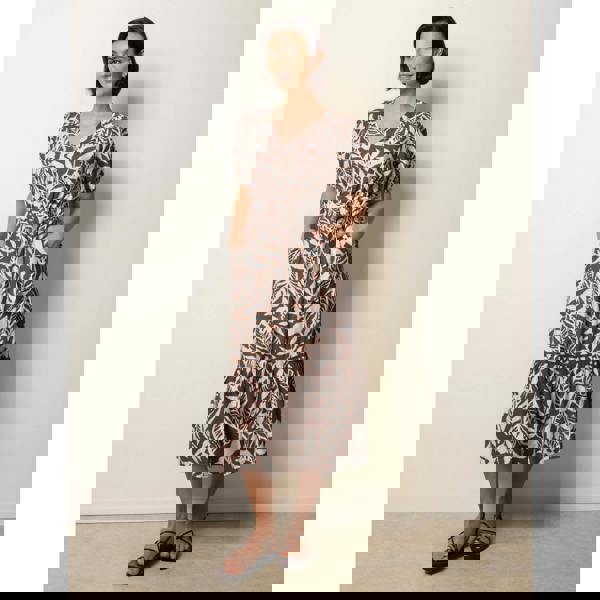 Blue Vanilla Coconut Button Belted Midi Dress