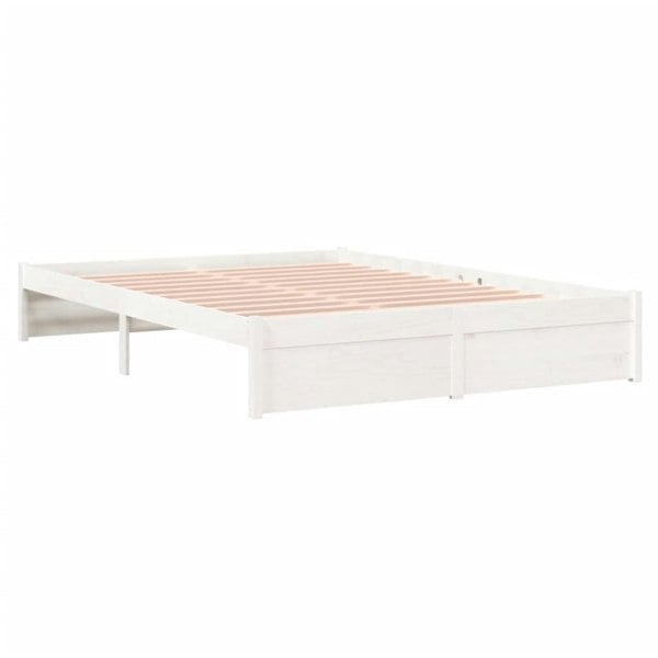 Berkfield Bed Frame White Solid Wood 140x190 cm