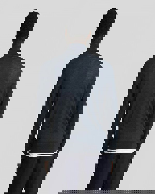 Lyle & Scott Tonal Eagle Merino Mens Quarter-Zip Jumper - Z271 Dark Navy