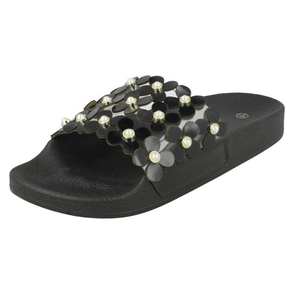 Spot On Ladies Spot On Flower Trim Sliders F00089