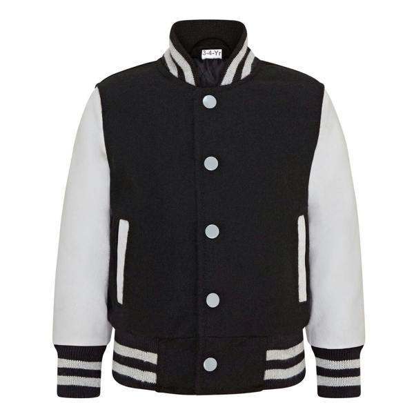 Infinity Leather Kids Wool Varsity Bomber Jacket with Real Leather Sleeves 3-13 yrs