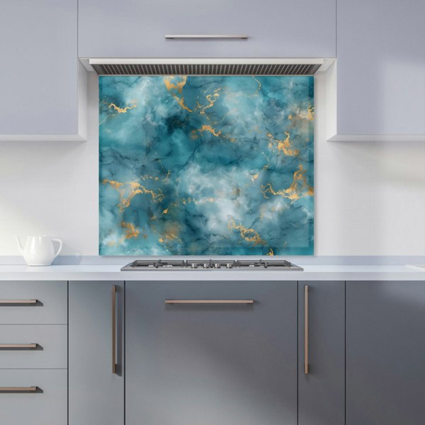 Warren Reed - Designer Gold And Blue Marble Effect Kitchen Splashback