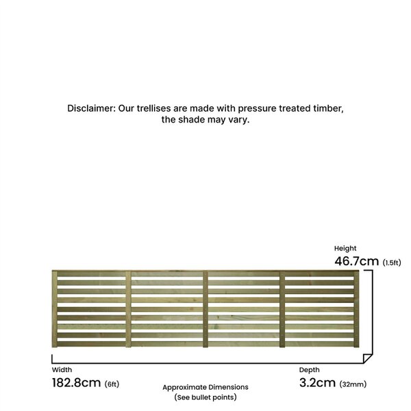 Premier Vogue Fence Panel Topper 6ft x 0-3ft Garden Trellis Decorative Flat Top Venetian Fencing, Wall-Mount, Privacy, Balcony & Patio Screen - Wood - 3, 4 or 5 - 3 Pack Height: 1.5ft x Width: 6ft (182.8cm) x 3 Pack