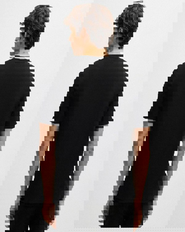 BOSS Orange Waffle Mens Cotton-Blend Pyjama T-Shirt with Embroidered Logo NOS - Black 001