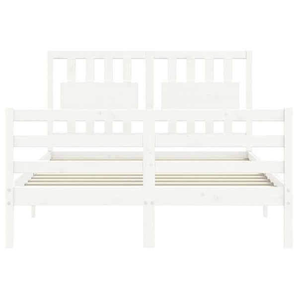 Berkfield Bed Frame with Headboard White 140x190 cm Solid Wood