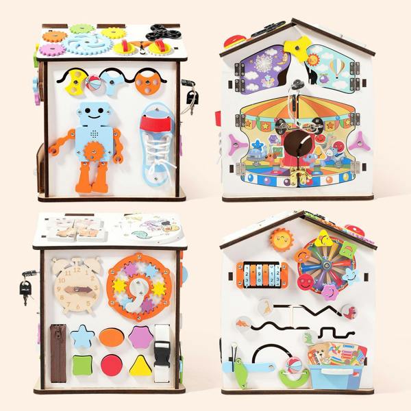 Dyzi Montessori Busy House Educational Sensory Toy for Toddlers Develops Fine Motor Skills
