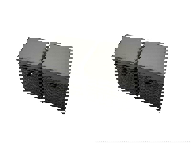 Fimous 10 Seater Rattan Garden Furniture Corner Sofa Set with Adjustable Lifting Dining or Coffee Table & 2 Footstools - Dark Grey