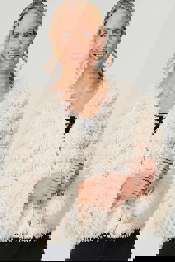 Cream | Fringed Tassel Texture Relaxed Jacket 
