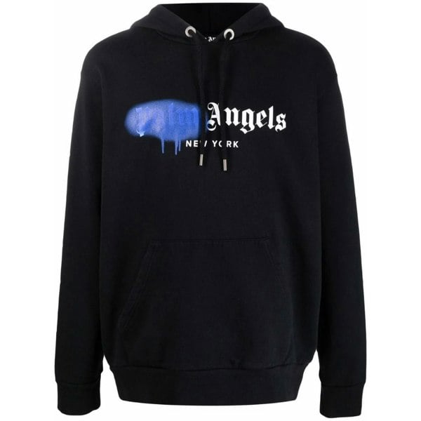 Palm Angels New York Spray Paint Logo Hoodie - Black